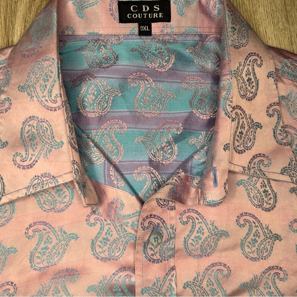 Créme De Silk “CDS Couture”100% Silk Lavender Paisley Print Button Down - Picture 3 of 7